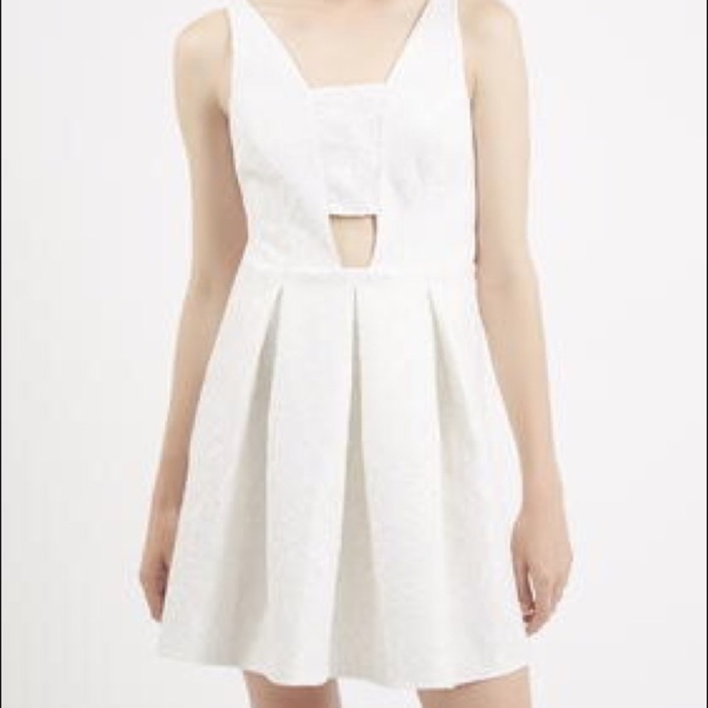 TOPSHOP Women's White Bonded Lace Skater Dress